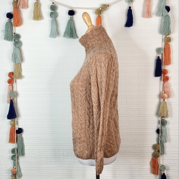 Garnet Hill Cashmere Cabled T-Neck - Picture 3 of 8